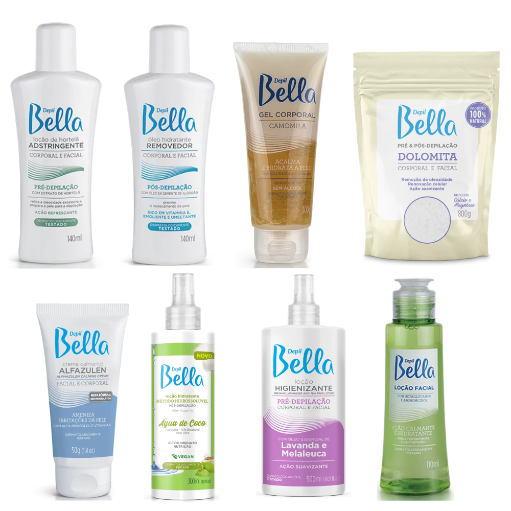 Kit Completo Pré e Pós Depilação Depil Bella