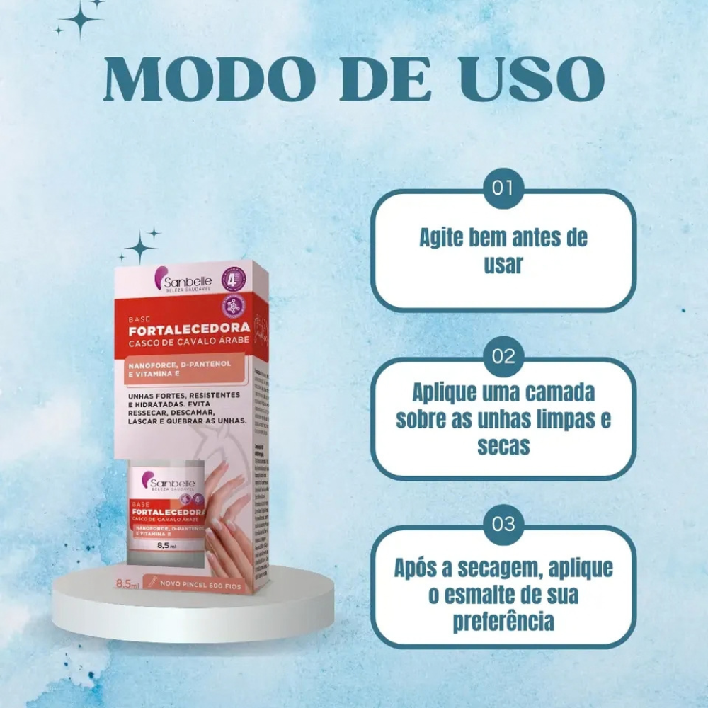 Base Sanbelle Fortalecedora Casco De Cavalo Árabe 8,5ml