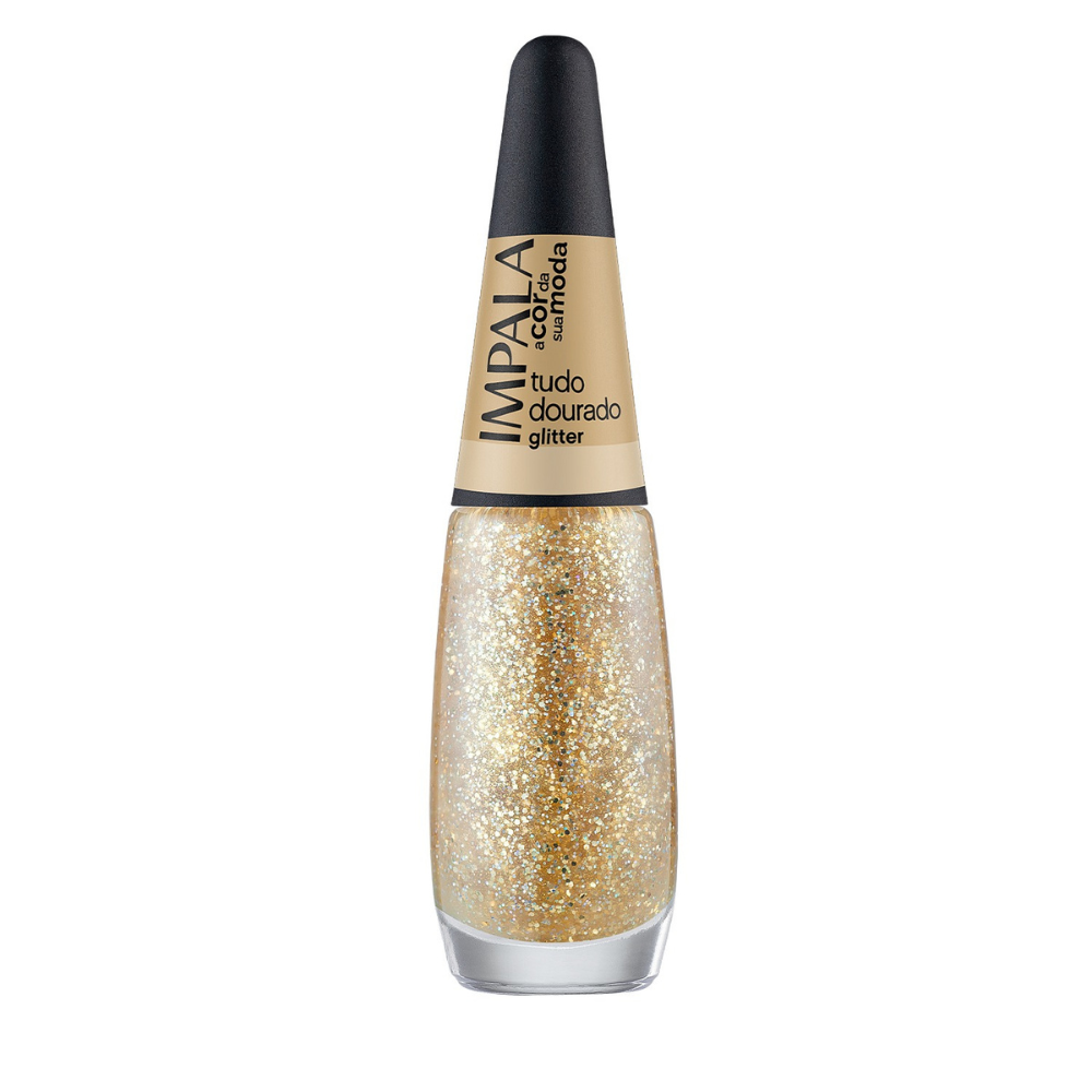 Esmalte Impala Glitter A Cor da Sua Moda Tudo Dourado 7,5ml
