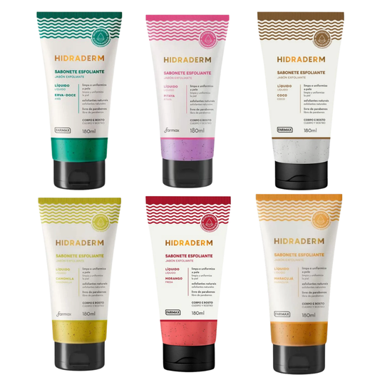 Sabonete Líquido Esfoliante Hidraderm Farmax 180ml