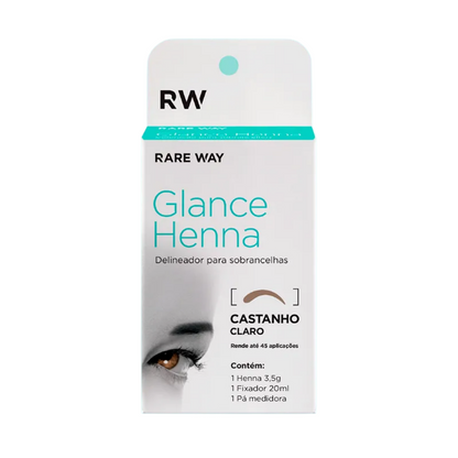 Kit Henna E Fixador Para Sobrancelhas Glance Castanho Claro Rare Way 3,5g