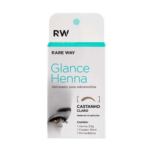 Kit Henna E Fixador Para Sobrancelhas Glance Castanho Claro Rare Way 3,5g