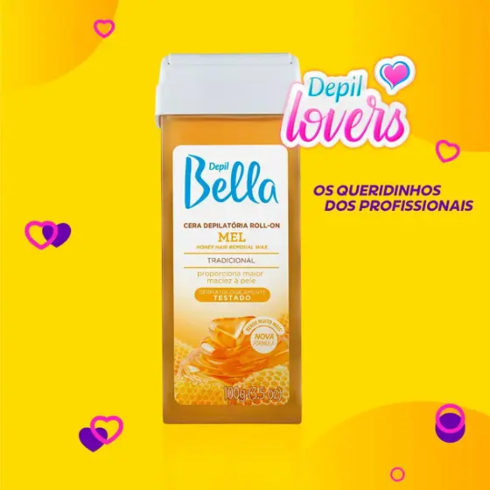 Kit 6 Refil Cera Depilatória Roll On Deo Mel Depil Bella 100g
