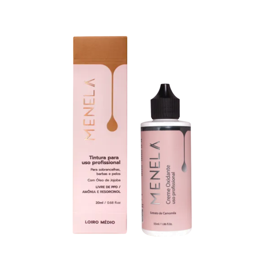 Kit Tintura 20ml Loiro Médio E Creme Oxidante 55ml Menela