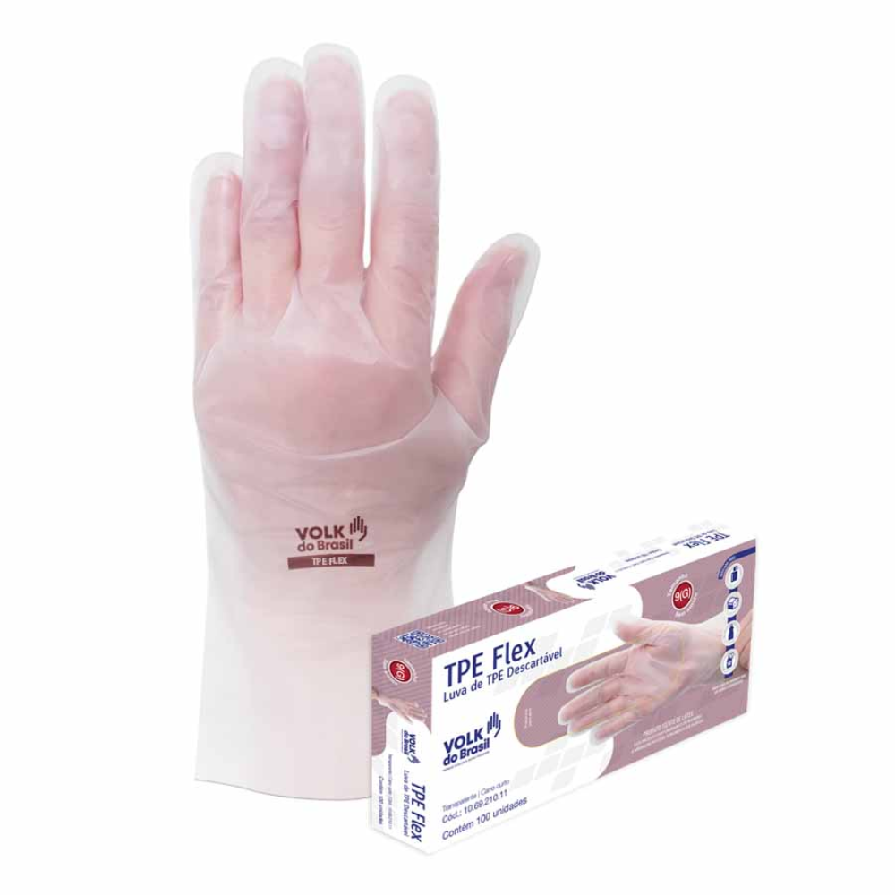 Caixas De Luvas TPE Flex Transparente 100 Unidades Tamanho P Volk