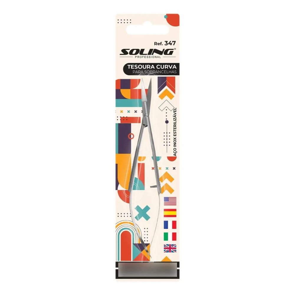 Tesoura Curva Para Sobrancelha Soling Ref.347