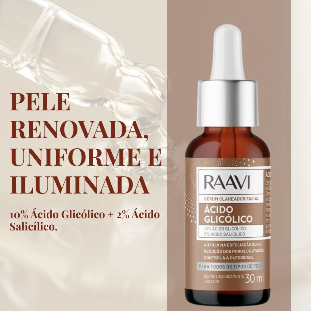 Sérum Facial Clareador Ácido Glicólico Raavi 30ml