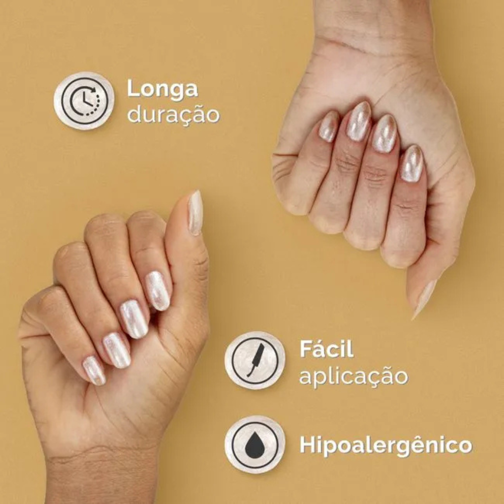 Esmalte Risqué & Doritos Metálico Triangulum Branco 8ml