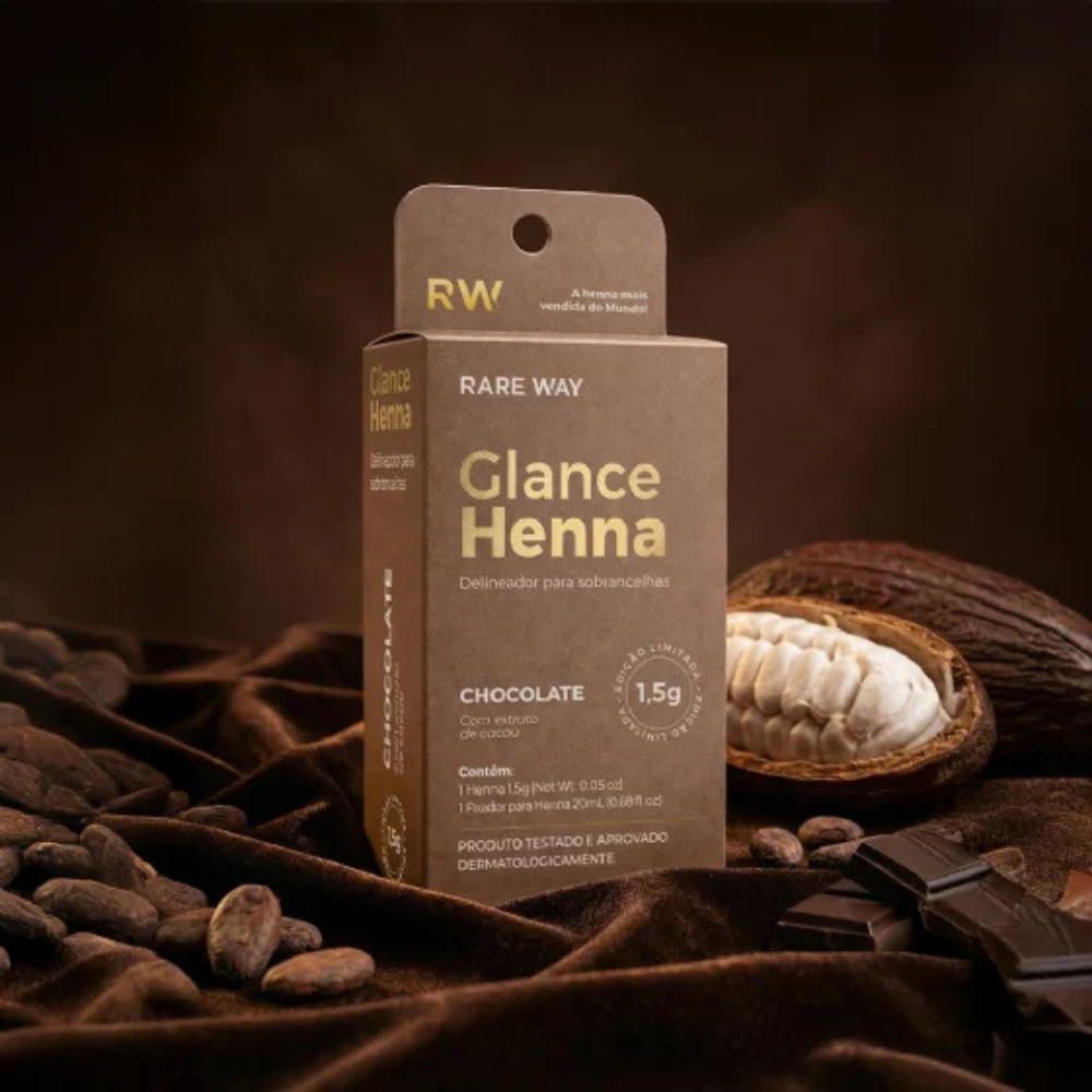 Kit Henna E Fixador Para Sobrancelhas Rare Way Glance - Chocolate - 1,5g