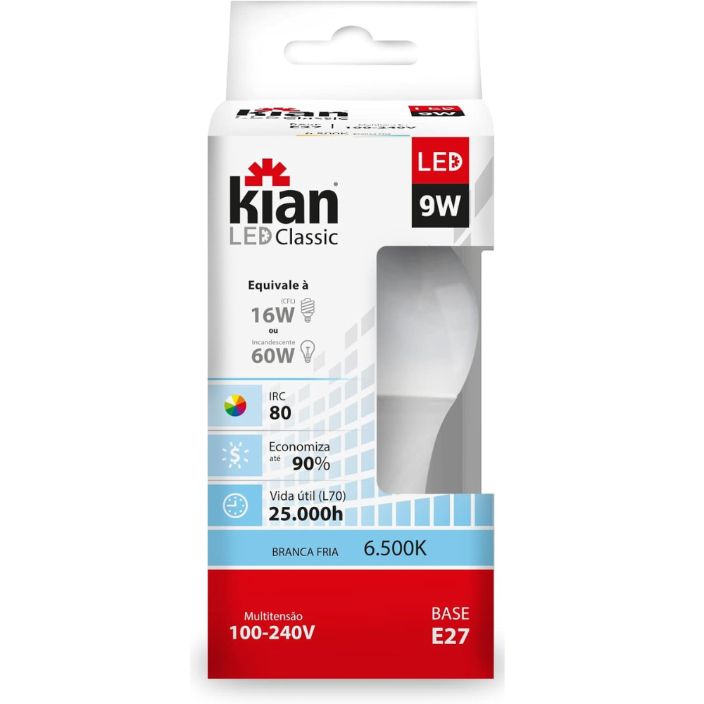 Lâmpada Kian Led 9w Bivolt 6.5k