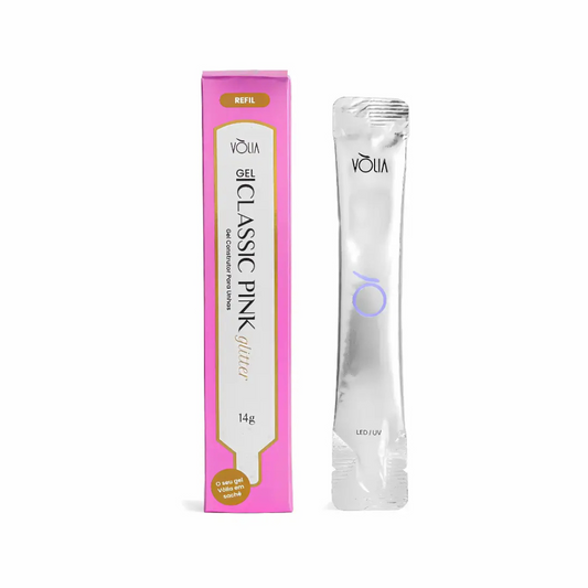 Gel Classic Pink Glitter Sachê Vòlia 14g