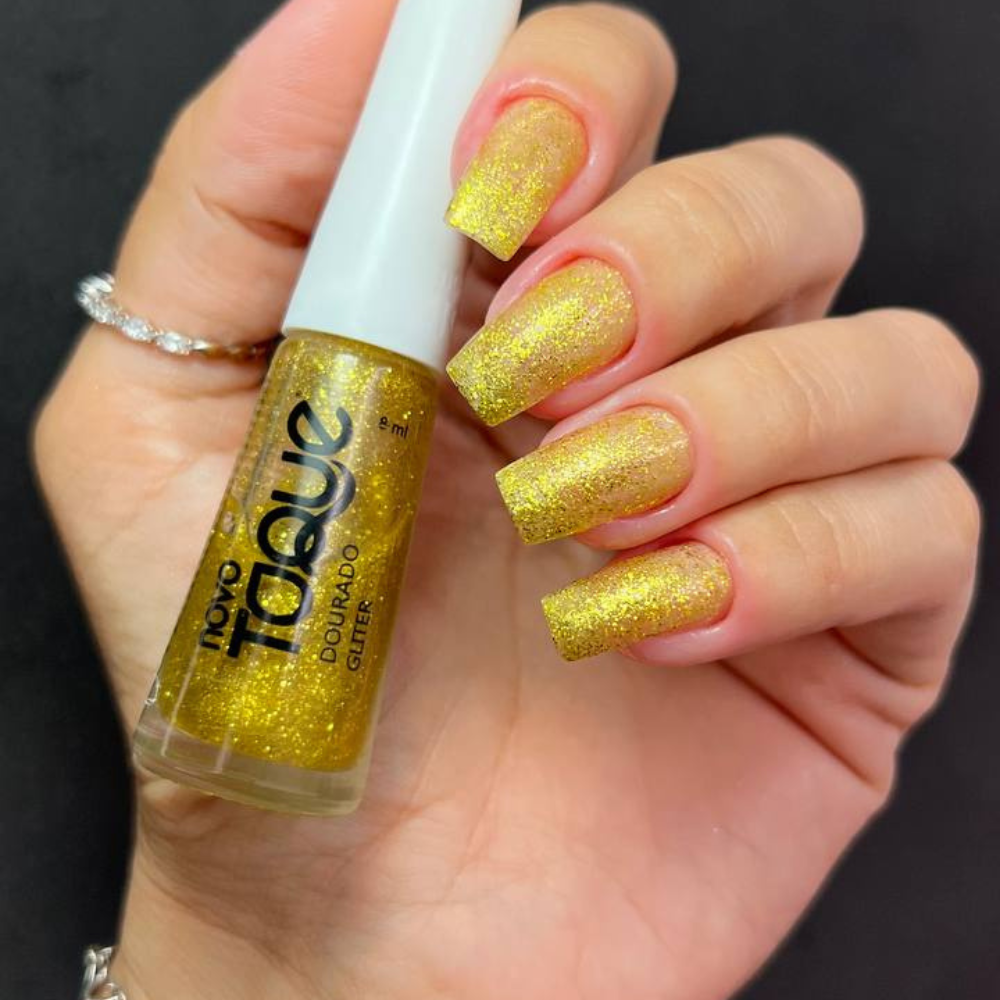 Esmalte Novo Toque Glitter Dourado 8ml