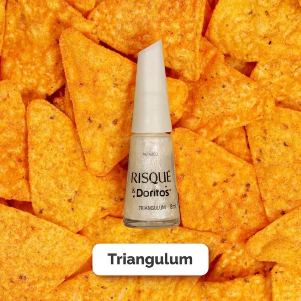 Esmalte Risqué & Doritos Metálico Triangulum Branco 8ml