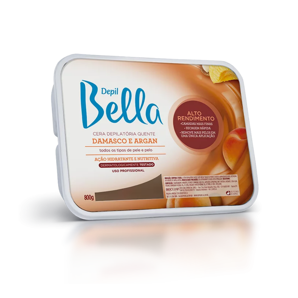 Cera Quente Em Barra Damasco Alto Rendimento Depil Bella 800g