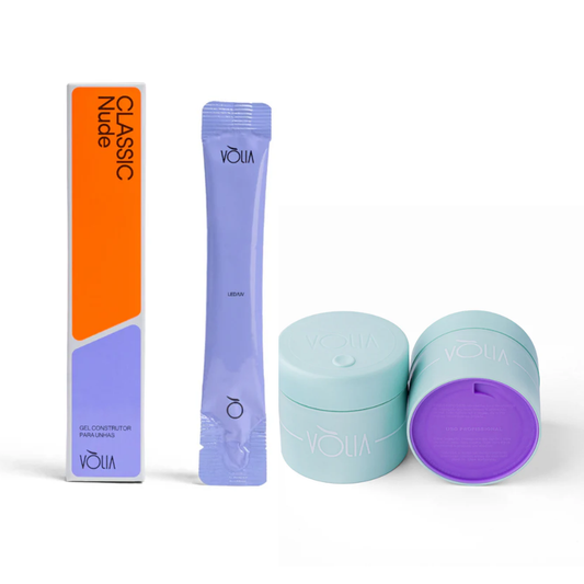 Kit Gel Refil Sachê Vòlia 14g Classic Nude + Pote Eco Vòlia 30g Verde Água
