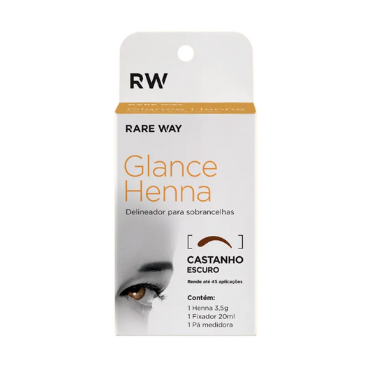 Kit Henna E Fixador Para Sobrancelhas Glance Castanho Escuro Rare Way 3,5g