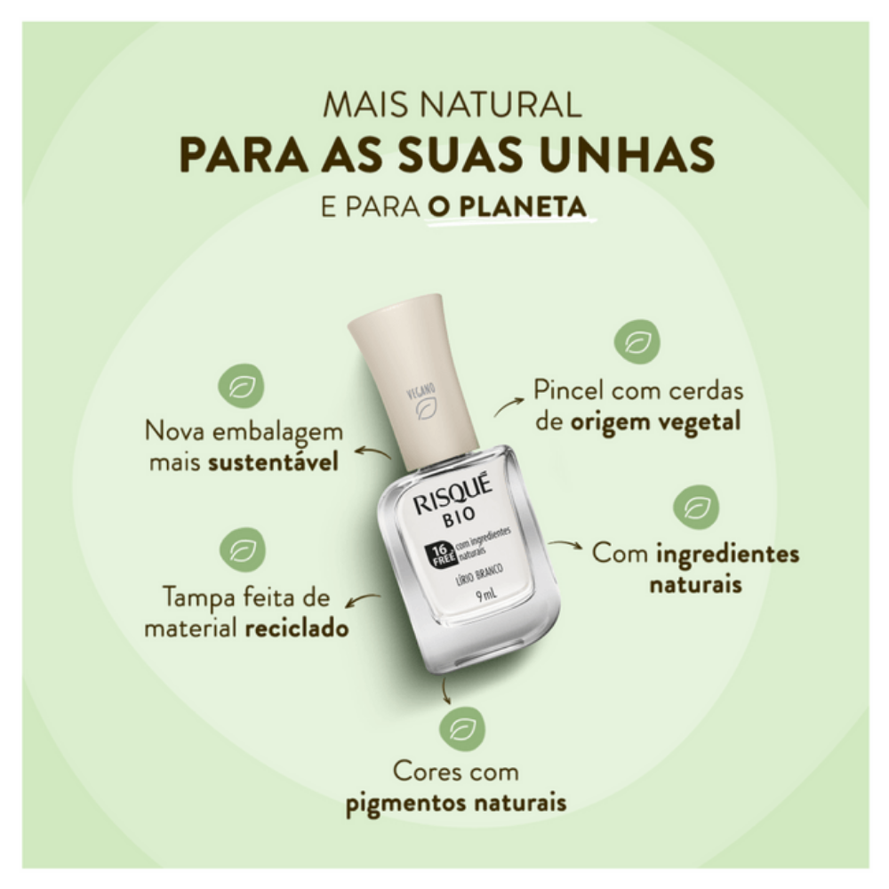 Esmalte Risqué Cremoso Bio 9ml Lírio Branco