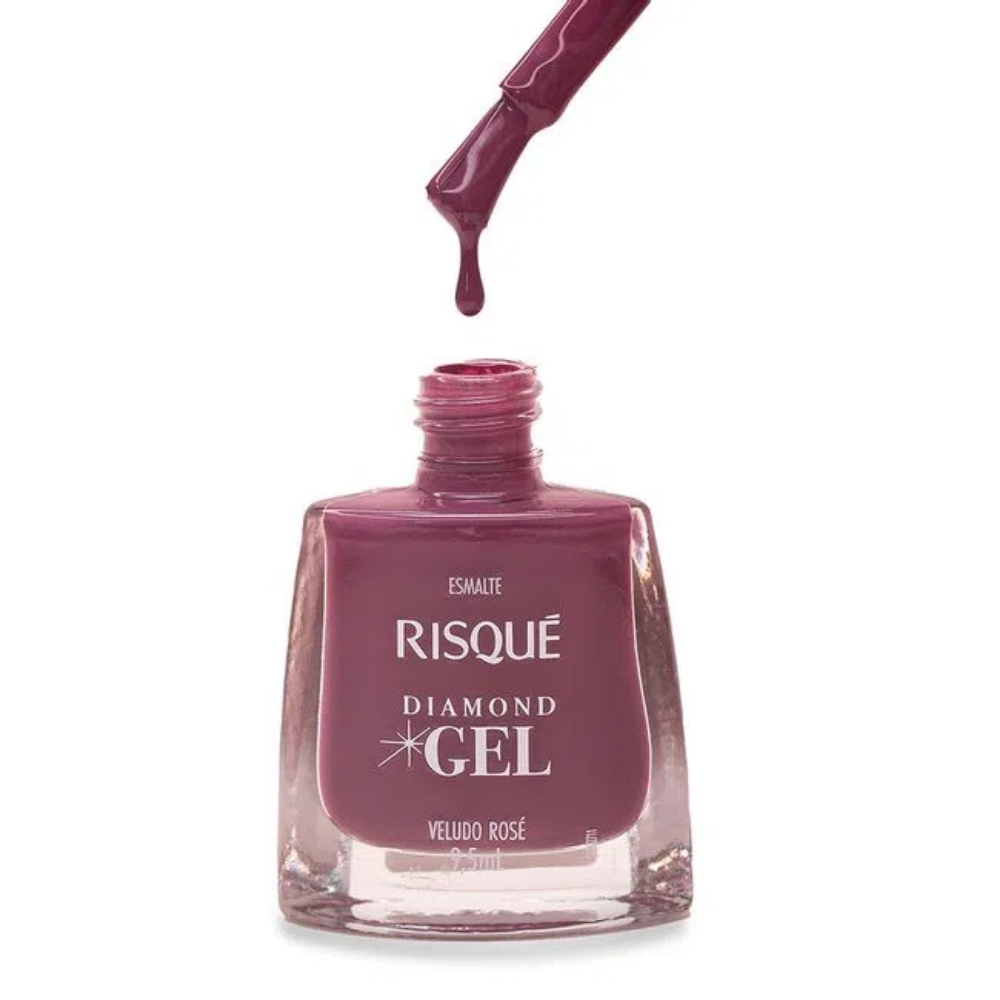 Esmalte Risqué Diamond Gel Veludo Rosé 9,5ml - Nude - Diamond Gel