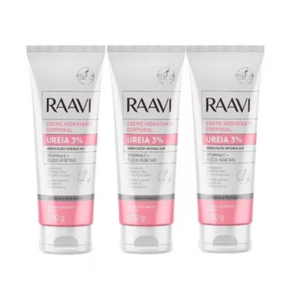 Kit Com 3 Creme Hidratante Ureia 3% Raavi 200g