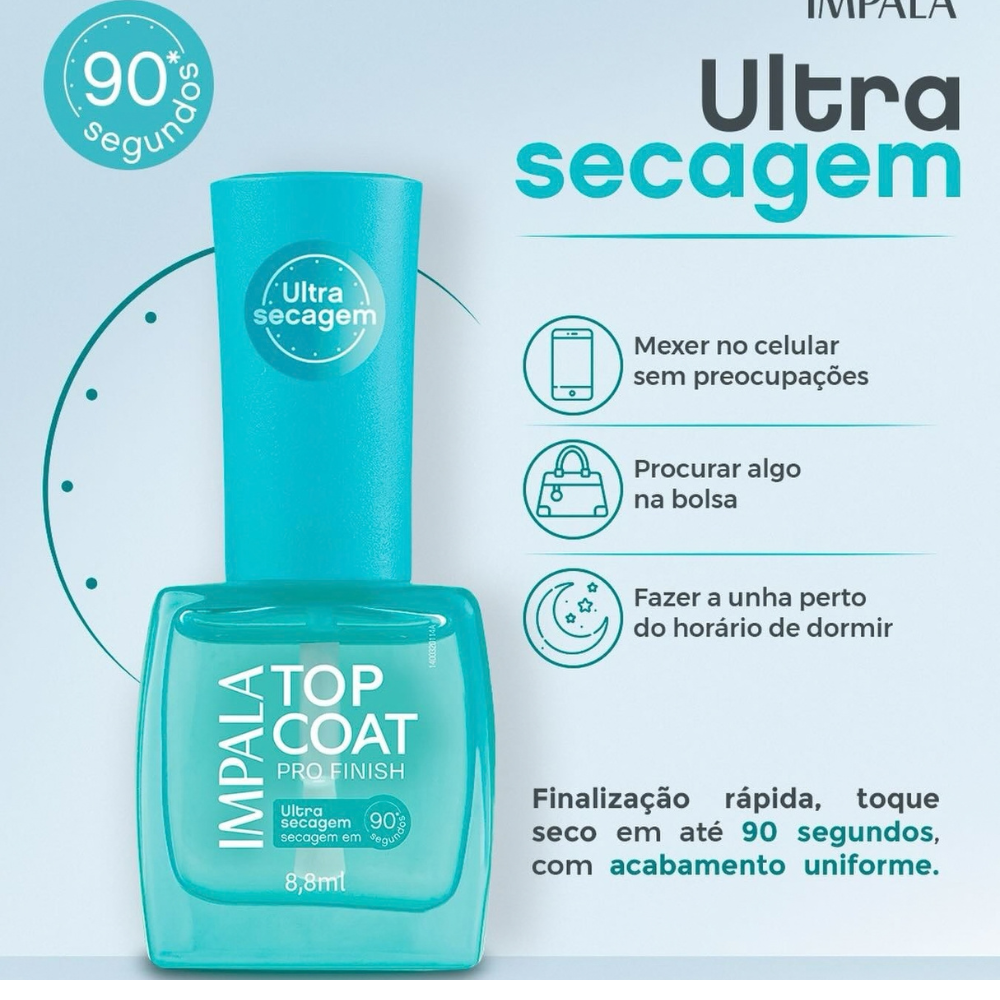 Top Coat Impala Pro Finish Ultra Secagem 8,8ml