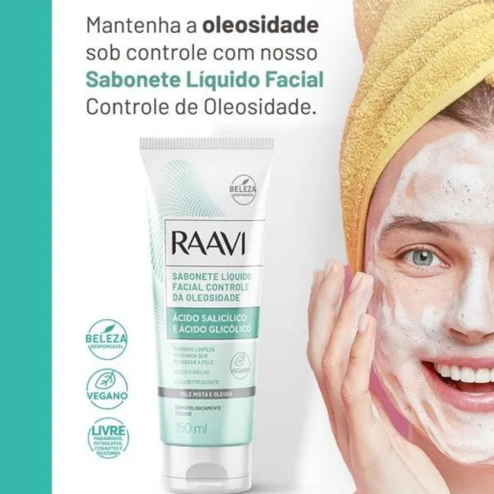 Sabonete Líquido Facial Controle Da Oleosidade Raavi 150ml