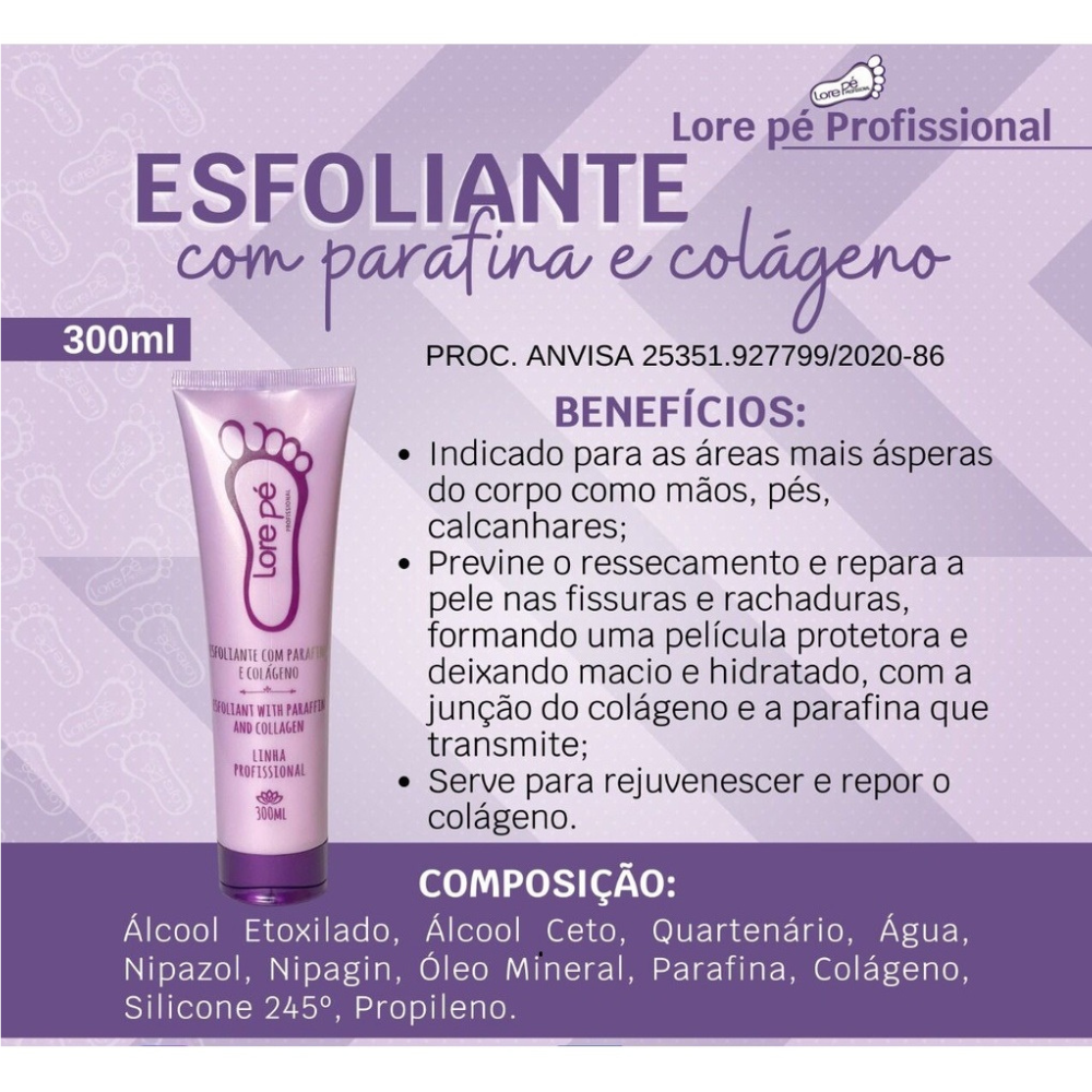 Esfoliante Com Parafina E Colágeno Lore Pé 300ml