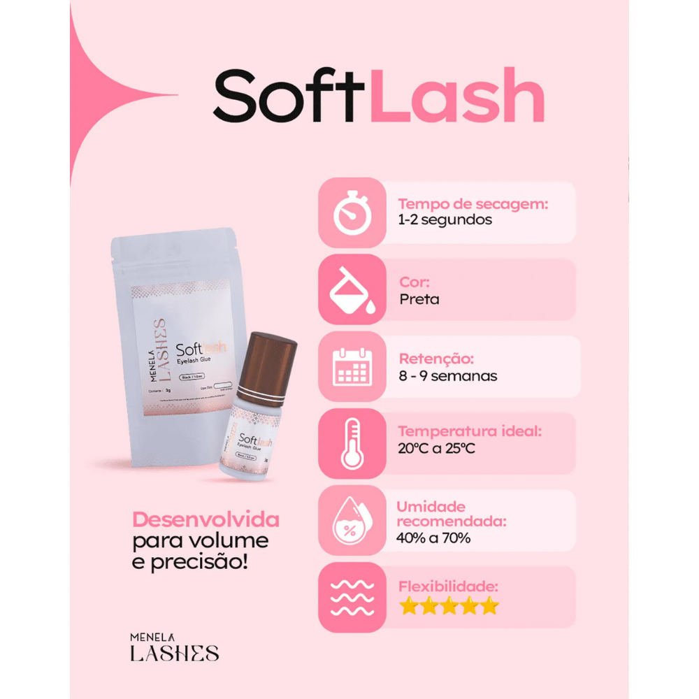 Soft Lash Cola para Cílios Menela Lashes 3g