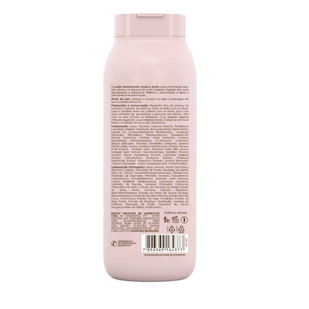 Loção Desodorante Corporal Cereja E Avelã Hidramais 500ml