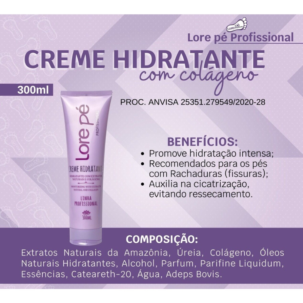 Creme Hidratante Com Extratos Naturais E Colágeno Lore Pé 300ml