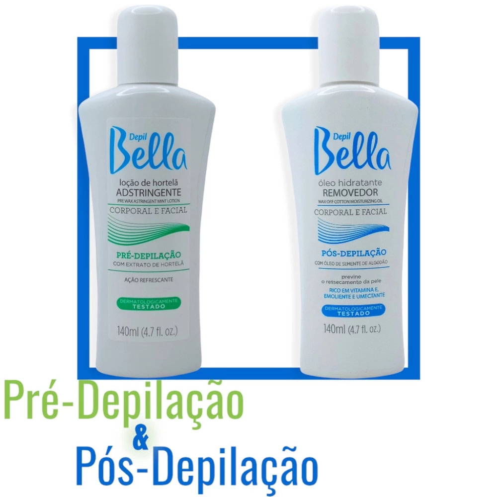Kit Loção Adstringente Pré Depilatória + Óleo Removedor Pós Depilatório Depil Bella
