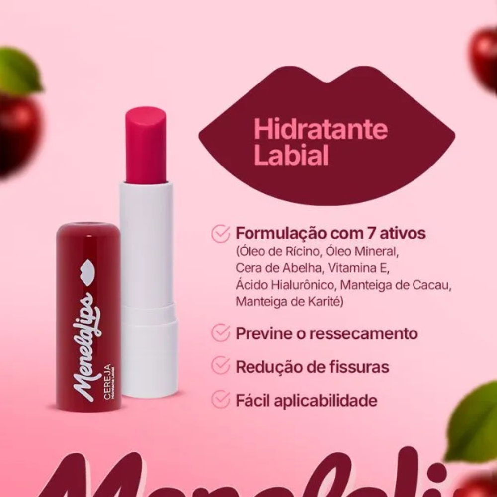 Hidratante Labial De Cereja MenelaLips 3,6g