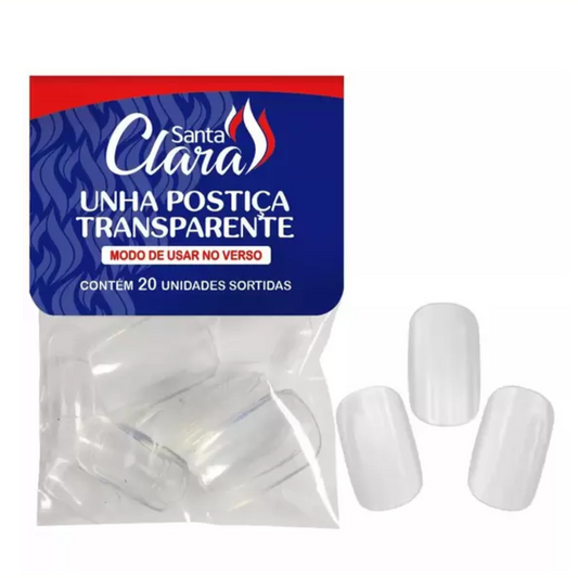 Unhas Postiças Transparente 20 Unidades Santa Clara
