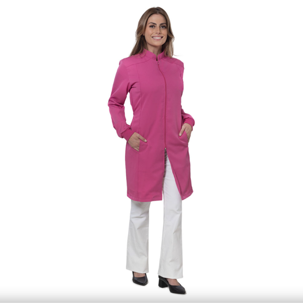 Jaleco Gabardine Com Manga E Zíper Tamanho G Pink Santa Clara 6198