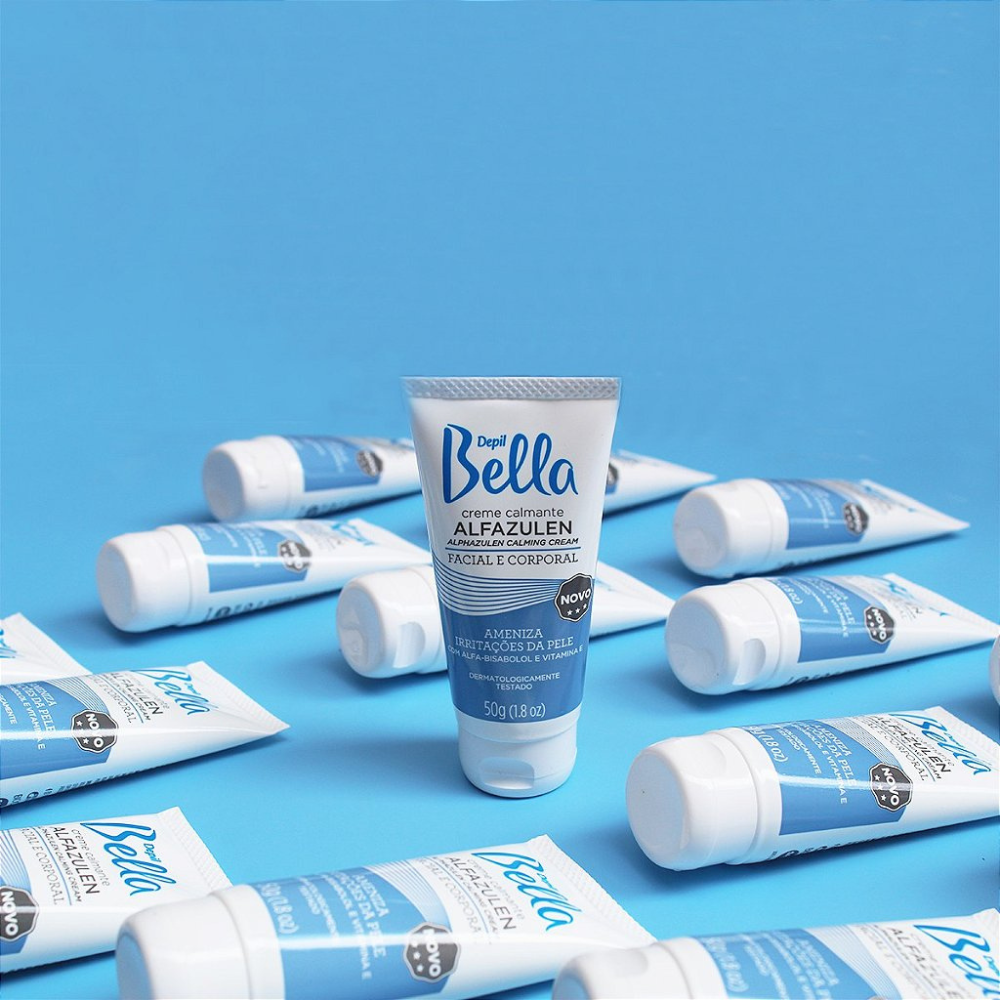 Kit Com 12 Creme Calmante Facial E Corporal Alfazulen Depil Bella 50g